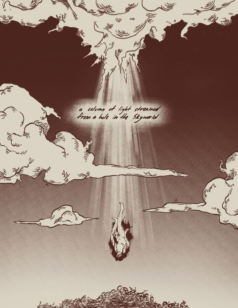 Skywoman Falling, 4 Page Narrative, Procreate, 2024
